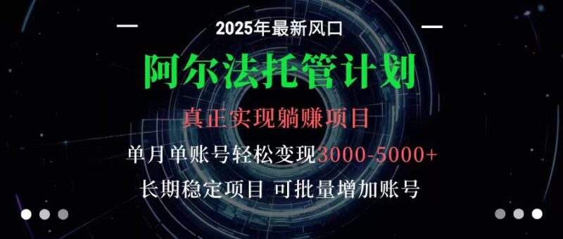 阿尔法托管计划 单账号月入3000-5000,长期稳定项目,新手小白轻松上手跨境课程-外贸教程-精品网课-电商运营课库课堂