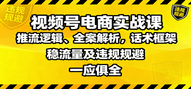 视频号电商实战课:推流逻辑、全案解析,话术框架,稳流量及违规规避等跨境课程-外贸教程-精品网课-电商运营课库课堂