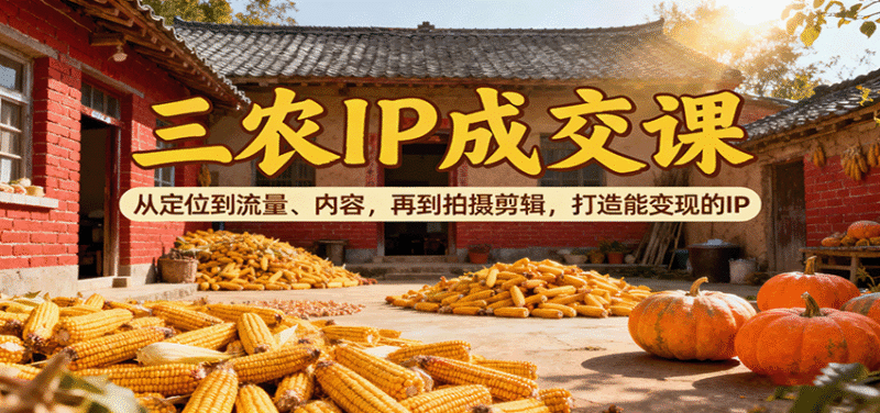 三农IP成交课:从定位到流量、内容,再到拍摄剪辑,打造能变现的IP跨境课程-外贸教程-精品网课-电商运营课库课堂