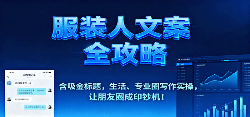 服装人文案全攻略,含吸金标题,生活、专业圈写作实操,让朋友圈成印钞机!跨境课程-外贸教程-精品网课-电商运营课库课堂