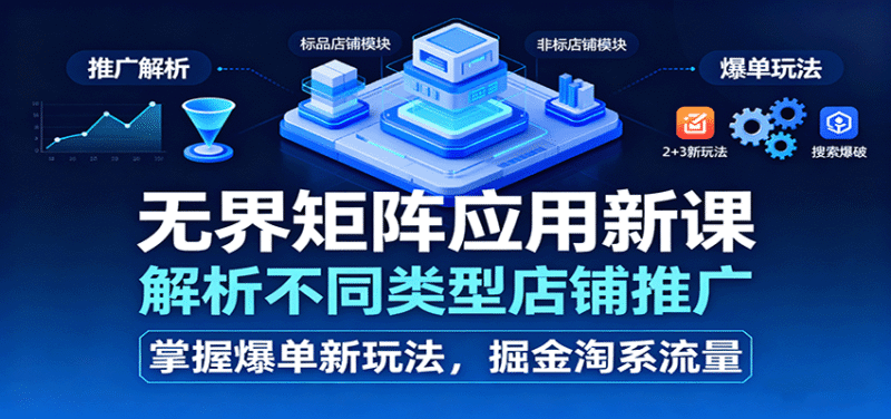 无界矩阵应用新课,解析不同类型店铺推广,掌握爆单新玩法,掘金淘系流量跨境课程-外贸教程-精品网课-电商运营课库课堂