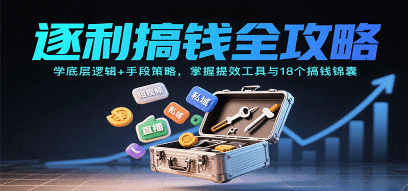 逐利搞钱全攻略:学底层逻辑+手段策略,掌握提效工具与18个搞钱锦囊跨境课程-外贸教程-精品网课-电商运营课库课堂