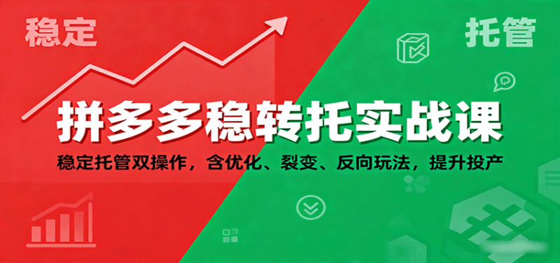 拼多多稳转托实战课:稳定托管双操作,含优化、裂变、反向玩法,提升投产跨境课程-外贸教程-精品网课-电商运营课库课堂