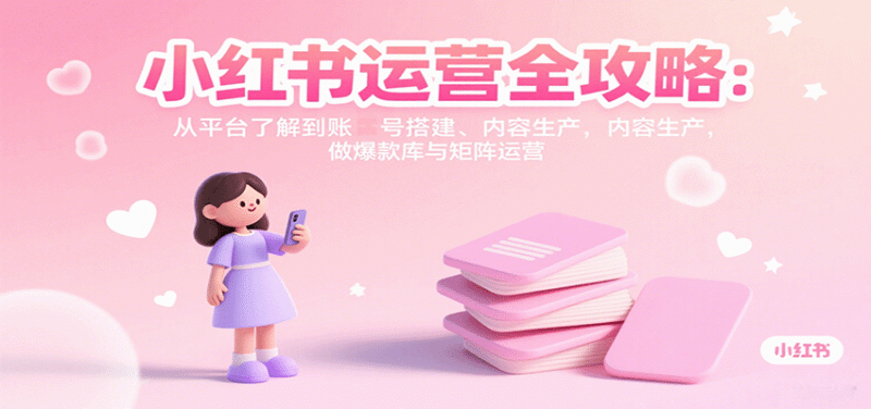小红书运营全攻略:从平台了解到账号搭建、内容生产,做爆款库与矩阵运营跨境课程-外贸教程-精品网课-电商运营课库课堂