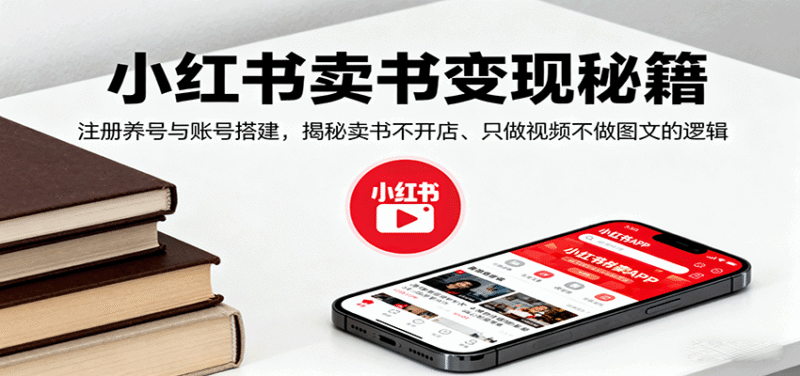 小红书卖书变现秘籍，注册养号与账号搭建，揭秘卖书不开店、只做视频不做图文的逻辑跨境课程-外贸教程-精品网课-电商运营课库课堂
