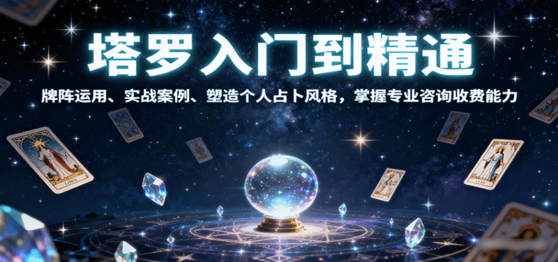 塔罗入门到精通,牌阵运用、实战案例、塑造个人占卜风格,掌握专业咨询收费能力跨境课程-外贸教程-精品网课-电商运营课库课堂