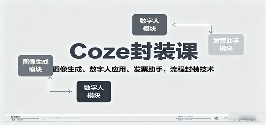 Coze封装课，图像生成、数字人应用、发票助手，流程封装技术跨境课程-外贸教程-精品网课-电商运营课库课堂