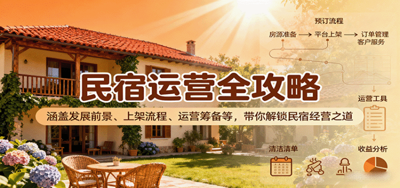 民宿运营全攻略:涵盖发展前景、上架流程、运营筹备等,带你解锁民宿经营之道跨境课程-外贸教程-精品网课-电商运营课库课堂