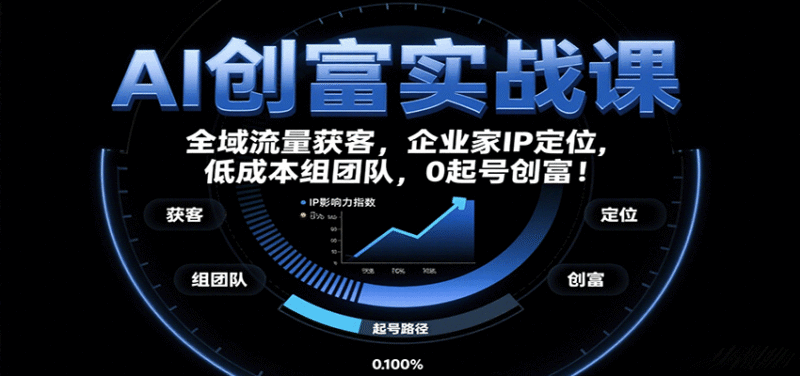 AI创富实战课:企业家IP定位,全域流量获客,低成本组团队,0起号创富!跨境课程-外贸教程-精品网课-电商运营课库课堂