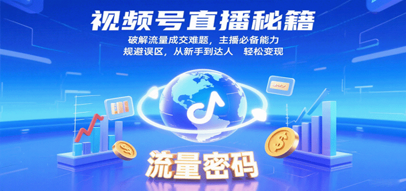 视频号直播秘籍,破解流量成交难题,主播必备能力,规避误区,从新手到达人轻松变现跨境课程-外贸教程-精品网课-电商运营课库课堂