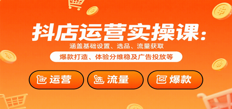 抖店运营实操课:涵盖基础设置、选品、流量获取、爆款打造、体验分维稳及广告投放等跨境课程-外贸教程-精品网课-电商运营课库课堂