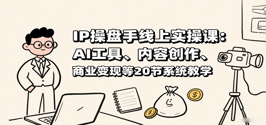 IP操盘手线上实操课：AI工具、内容创作、商业变现等20节系统教学跨境课程-外贸教程-精品网课-电商运营课库课堂