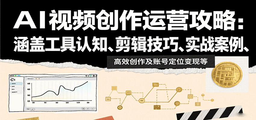 AI视频创作运营攻略：涵盖工具认知、剪辑技巧、实战案例、高效创作及账号定位变现等跨境课程-外贸教程-精品网课-电商运营课库课堂