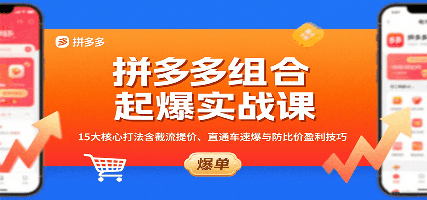 拼多多组合起爆实战课：15大核心打法含截流提价、直通车速爆与防比价盈利技巧跨境课程-外贸教程-精品网课-电商运营课库课堂