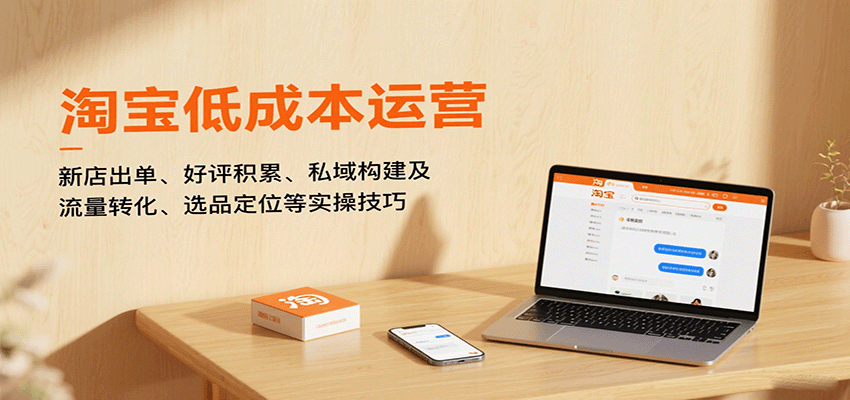 淘宝低成本运营，新店出单、好评积累、私域构建及流量转化、选品定位等实操技巧跨境课程-外贸教程-精品网课-电商运营课库课堂