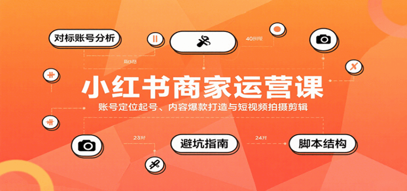 小红书商家运营课,账号定位起号、内容爆款打造与短视频拍摄剪辑跨境课程-外贸教程-精品网课-电商运营课库课堂