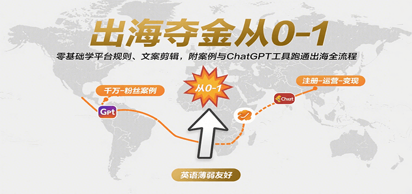 出海夺金从0-1：零基础学平台规则、文案剪辑，附案例与ChatGPT工具跑通出海全流程跨境课程-外贸教程-精品网课-电商运营课库课堂