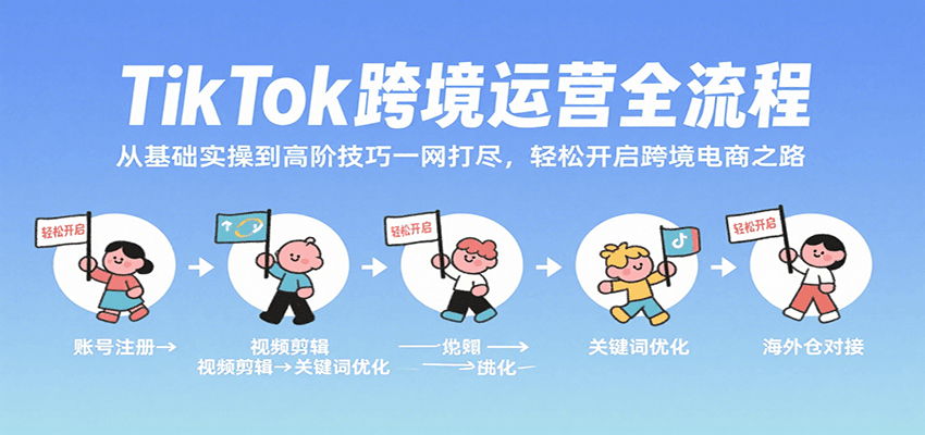 TikTok跨境运营全流程，从基础实操到高阶技巧一网打尽，轻松开启跨境电商之路跨境课程-外贸教程-精品网课-电商运营课库课堂