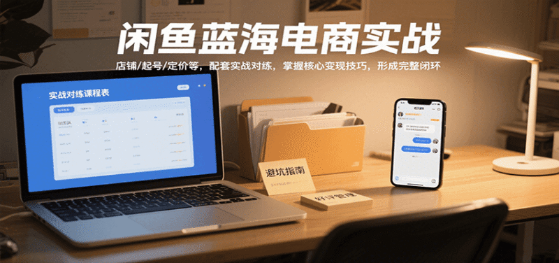 闲鱼蓝海电商实战,涵盖店铺、起号、定价等,配套实战对练,掌握核心变现技巧跨境课程-外贸教程-精品网课-电商运营课库课堂