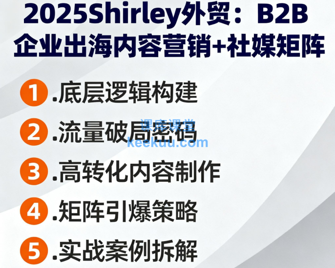 2025Shirley外贸:B2B企业出海内容营销+社媒矩阵跨境课程-外贸教程-精品网课-电商运营课库课堂