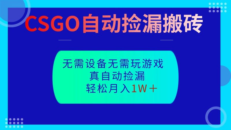 CSGO自动捡漏搬砖，当天操作当天见结果，无需了解游戏，包教包会包落地跨境课程-外贸教程-精品网课-电商运营课库课堂