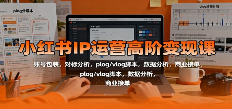 小红书IP运营高阶变现课：账号包装，对标分析，plog/vlog脚本，数据分析，商业接单跨境课程-外贸教程-精品网课-电商运营课库课堂
