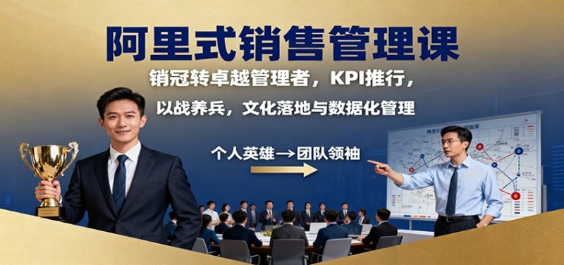 阿里式销售管理课：销冠转卓越管理者，KPI 推行，以战养兵，文化落地与数据化管理跨境课程-外贸教程-精品网课-电商运营课库课堂