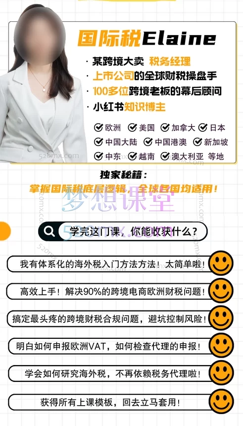 图片[5]跨境课程-外贸教程-精品网课-电商运营小红书国际税Elaine丨从0到1入门跨境电商财税，欧洲VAT、美国sales tax跨境课程-外贸教程-精品网课-电商运营课库课堂
