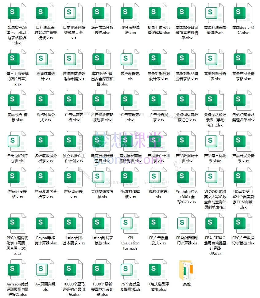 图片[3]跨境课程-外贸教程-精品网课-电商运营全套112个亚马逊运营表格+学习资料跨境课程-外贸教程-精品网课-电商运营课库课堂