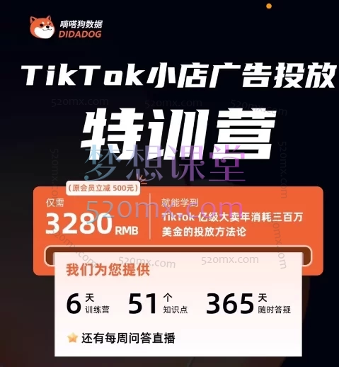 嘀嗒狗数据TikTok小店广告投放特训营，谢景鸿老师主讲玩转VSA/PSA/LSA🌍 美区/东南亚/新市场全覆盖 🌍跨境课程-外贸教程-精品网课-电商运营课库课堂