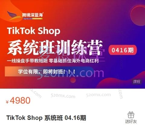 2025跨境深蓝海TikTok Shop 系统班 04.16期：一站式掌握 TikTok 电商运营实战技能跨境课程-外贸教程-精品网课-电商运营课库课堂