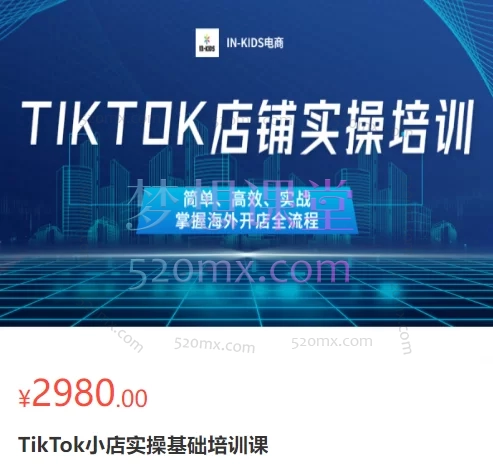 IN-KIDS电商：TikTok小店实操基础培训课跨境课程-外贸教程-精品网课-电商运营课库课堂