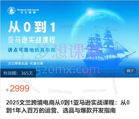2025​文兰跨境电商从0到1亚马逊实战课程：从0到1年入百万的运营、选品与爆款开发指南跨境课程-外贸教程-精品网课-电商运营课库课堂