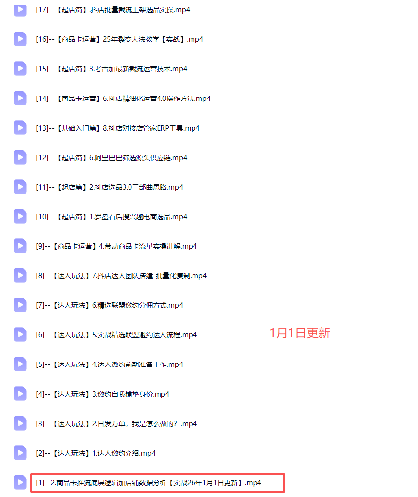 2025 天祥电商抖店运营课程（7 月更新 45 节）：从 0 到 1 商品卡流量与达人爆单实战指南-课库课堂