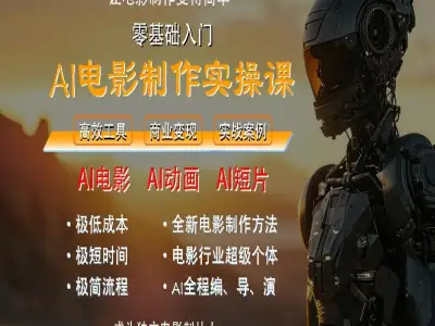 AI 视频制作全流程实战课 剧本绘画剪辑特效爆款创作运营攻略跨境课程-外贸教程-精品网课-电商运营课库课堂