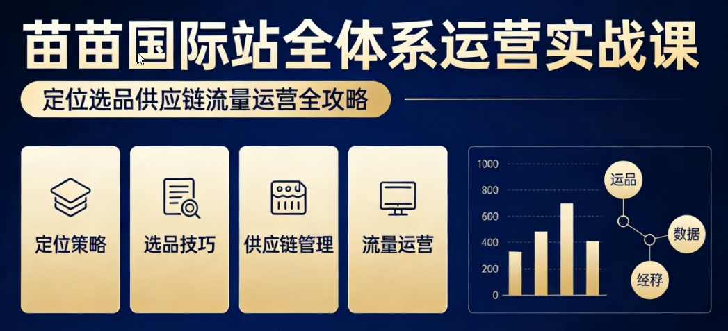 2026苗苗国际站全体系运营实战课 定位选品供应链流量运营全攻略跨境课程-外贸教程-精品网课-电商运营课库课堂