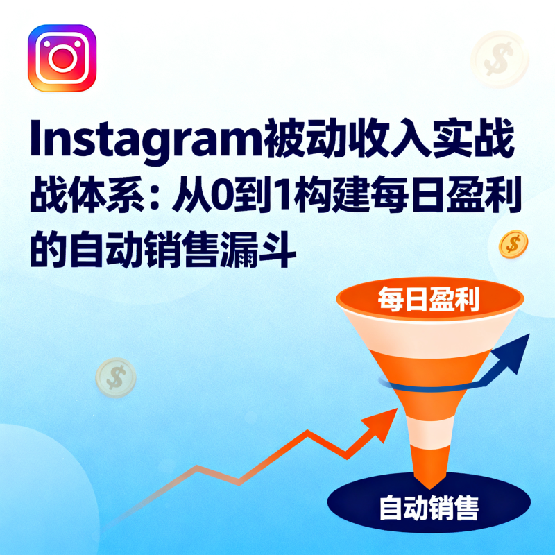 Instagram被动收入实战体系：从0到1搭建自动盈利销售漏斗被动收入课程 - 课库课堂跨境课程-外贸教程-精品网课-电商运营课库课堂