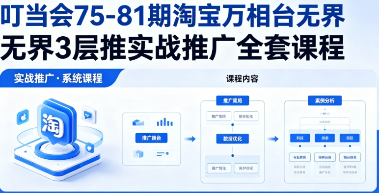 叮当会 75-81 期淘宝万相台无界 3 层推实战推广全套课程跨境课程-外贸教程-精品网课-电商运营课库课堂