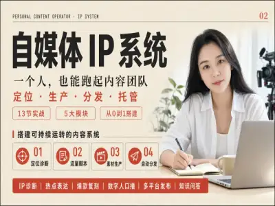 AI 自媒体全链路工具实战课｜IP 诊断 IP 蒸馏爆款复刻智能剪辑多平台自动发布教程跨境课程-外贸教程-精品网课-电商运营课库课堂