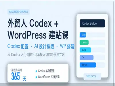 Codex 搭建独立站 SEO 全链路实战课|关键词优化|外链建设|内容营销漏斗全套教程跨境课程-外贸教程-精品网课-电商运营课库课堂
