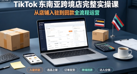 TikTok 东南亚跨境店完整实操课｜从店铺入驻到回款全流程运营跨境课程-外贸教程-精品网课-电商运营课库课堂