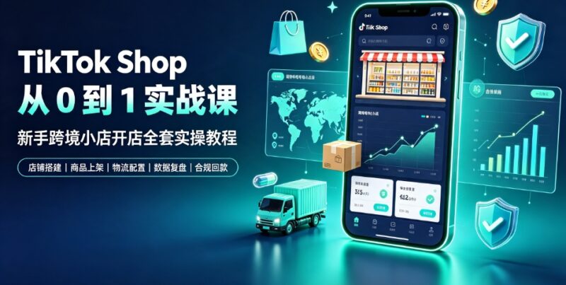 TikTok Shop 从 0 到 1 实战课-新手跨境小店开店全套实操教程 - 课库课堂跨境课程-外贸教程-精品网课-电商运营课库课堂