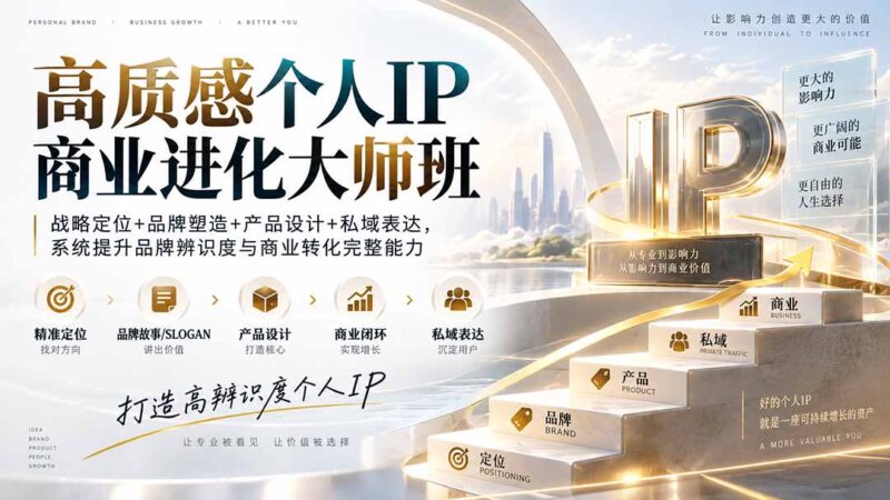 高质感 IP 商业进化大师班 2026 新课 从精准定位到私域出圈 10 节系统课 - 课库课堂跨境课程-外贸教程-精品网课-电商运营课库课堂