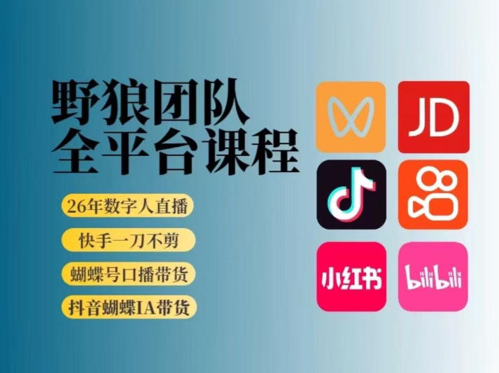野狼 2026 新版短视频带货实战体系 从 0‑1 全平台变现大师课 - 课库课堂跨境课程-外贸教程-精品网课-电商运营课库课堂