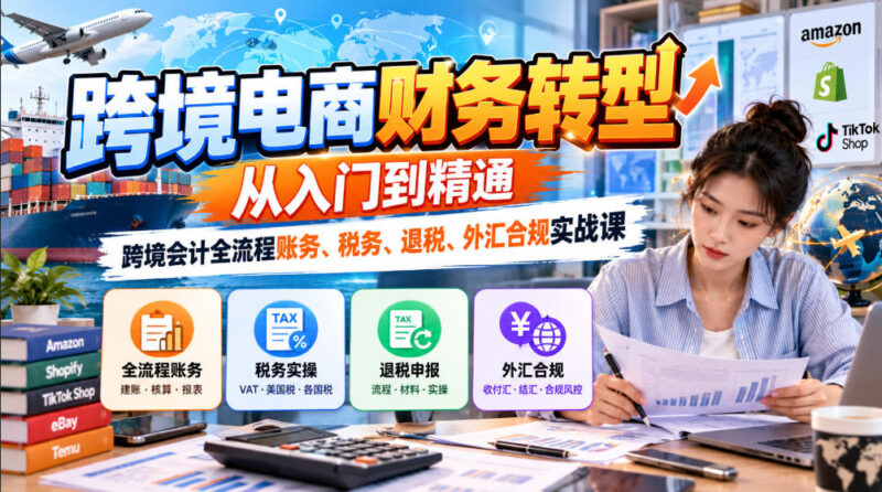 跨境电商财务转型：从入门到精通｜米朵跨境财税实战课，适合跨境财税财务从业者跨境课程-外贸教程-精品网课-电商运营课库课堂