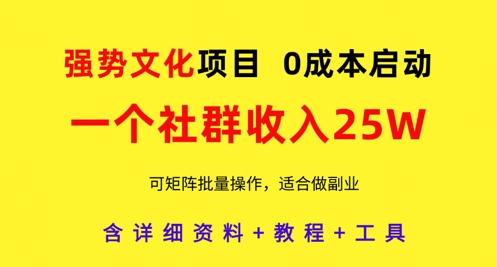 强势文化项目，一个社群收入25个W，0成本启动，可矩阵批量操作，原创详细实操教程跨境课程-外贸教程-精品网课-电商运营课库课堂