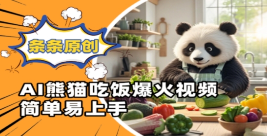 Ai熊猫吃饭爆火视频，条条原创，简单易上手跨境课程-外贸教程-精品网课-电商运营课库课堂